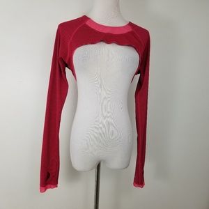 Lululemon S Shrug Open Front Crop Top Pink Stripe